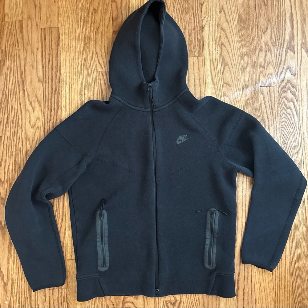 Nike Tech Hoodie Jacket Mens Large Black Fleece Windrunner Full Zip FB7921-010